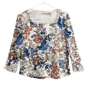 Vintage Y2K Cottage Top Floral Milkmaid Fairy Cotton Feminine White Stag Large